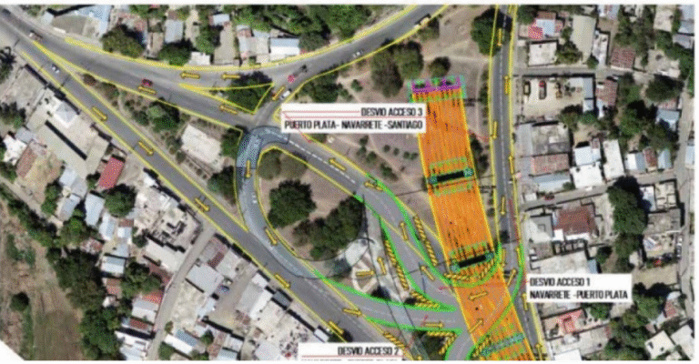 Ministerio de Obras Públicas informa desvíos en la autopista Duarte por trabajos en la circunvalación de Navarrete