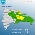 La entidad pronosticó que durante la tarde y las primeras horas de la noche existirá la presencia de aguaceros moderados y fuertes por momentos. Además, no descartan la existencia de tormentas eléctricas y ráfagas de viento, con posibilidad de granizo aislado, especialmente en las regiones nordeste, sureste, la Cordillera Central y la zona fronteriza.