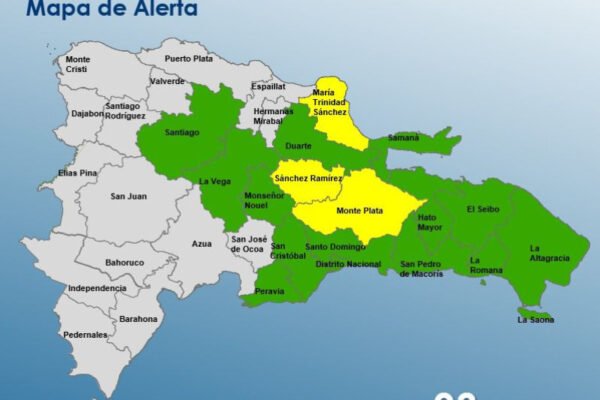 La entidad pronosticó que durante la tarde y las primeras horas de la noche existirá la presencia de aguaceros moderados y fuertes por momentos. Además, no descartan la existencia de tormentas eléctricas y ráfagas de viento, con posibilidad de granizo aislado, especialmente en las regiones nordeste, sureste, la Cordillera Central y la zona fronteriza.